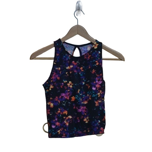 Decree Tops - Multicolored Floral Pattern High Neck Shirt